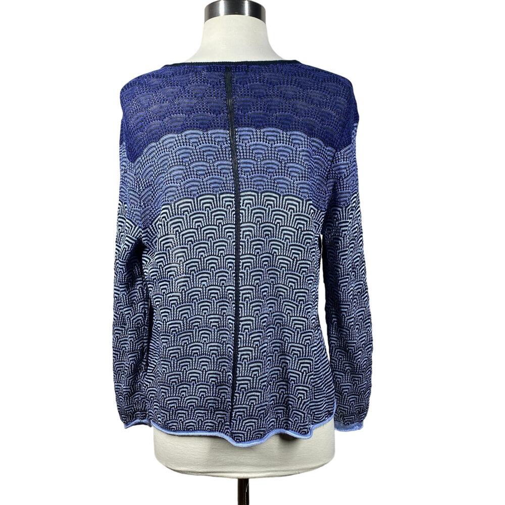 NIC+ZOE Blue and Black open Cardigan Sweater Size Large Fits like a Medium - Picture 2 of 4